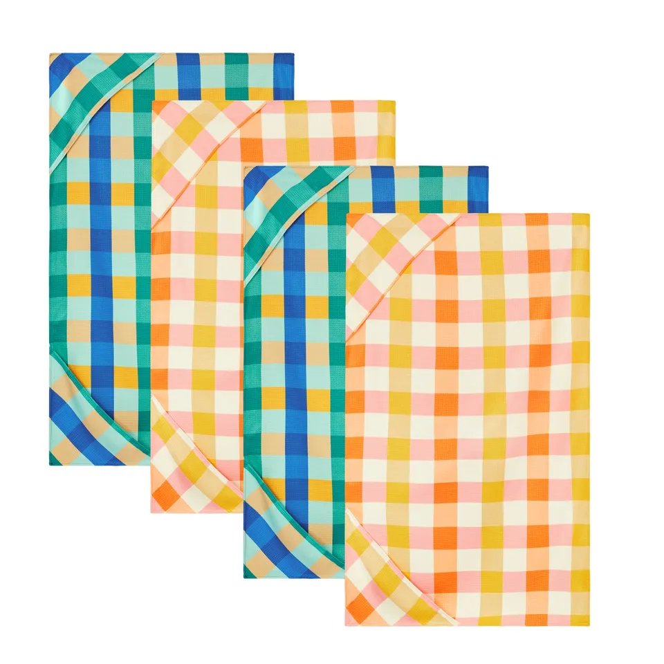 dock-bay-dog-towels-barking-plaid-hundehandtuch-set-4er-set-mit-pfotentaschen-qu image 1