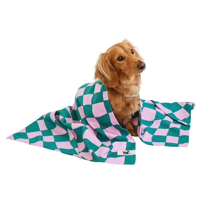 dock-bay-dog-towel-check-mutt-hundetuch-mit-dryq-waffle-und-handtaschen image 1